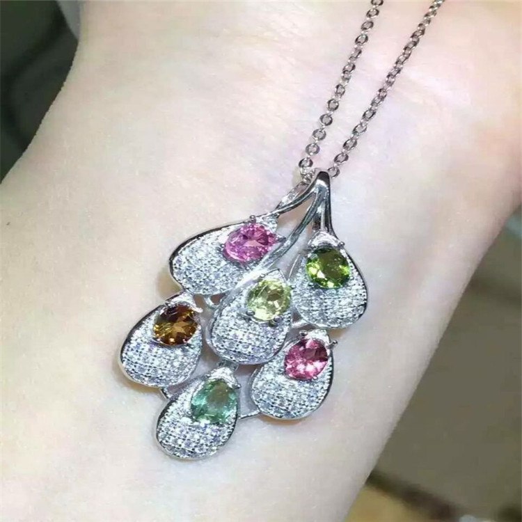 boutique jewelry, 925 Sterling Silver tourmaline, female pendant, natural inl jewelry