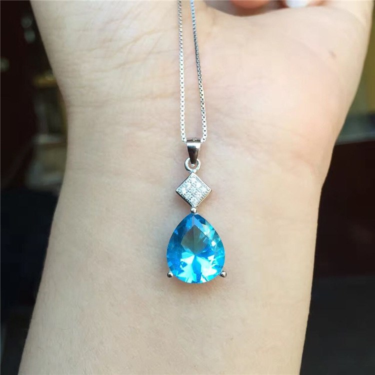 boutique jewelry, Multicolored jewelry 925 silver color Topaz corundum pendant female silver jewelry Gemstone