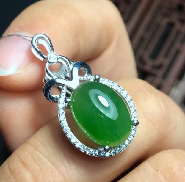 boutique jewelry,Natural Hetian Biyu Women Necklace Pendant   925 sterling silver