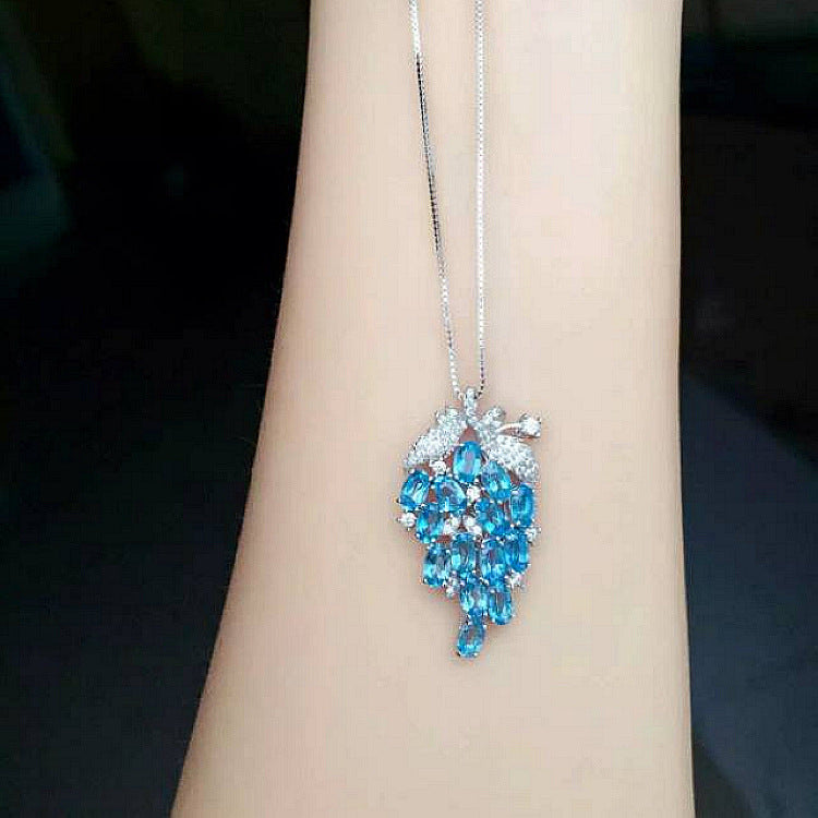 boutique jewelry,Natural Topaz grape pendant in 925 sterling silver
