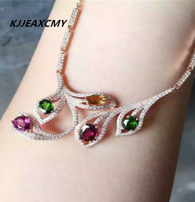 boutique jewelry, Natural color treasure necklace, pendant, inlaid jewelry  , S925 Sterling Silver female