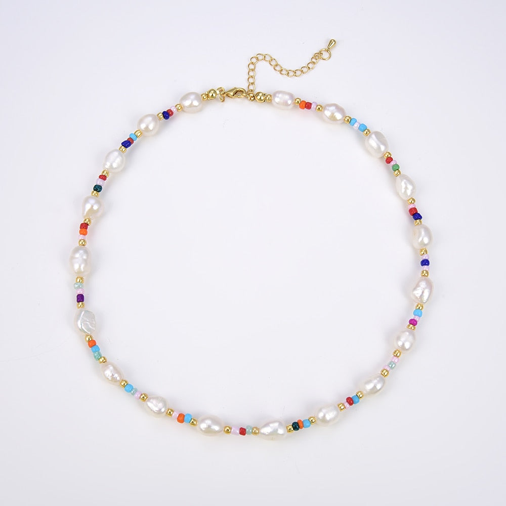 KKBEAD Boho Baroque Pearl Necklace Natural Freshwater Pearl Chokers  Bohemia Beach Wedding Necklaces Gift for Women