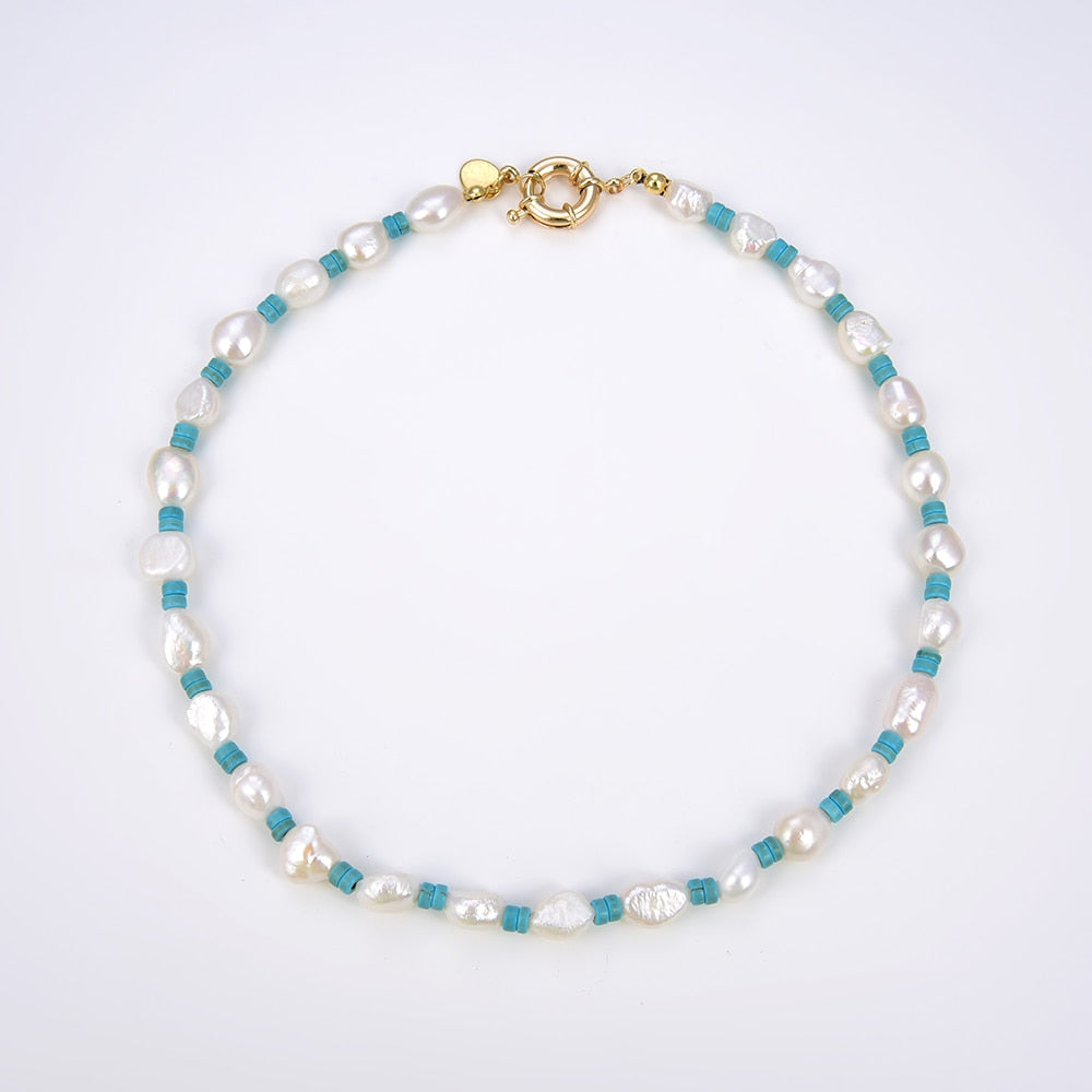 KKBEAD Boho Baroque Pearl Necklace Natural Freshwater Pearl Chokers  Bohemia Beach Wedding Necklaces Gift for Women