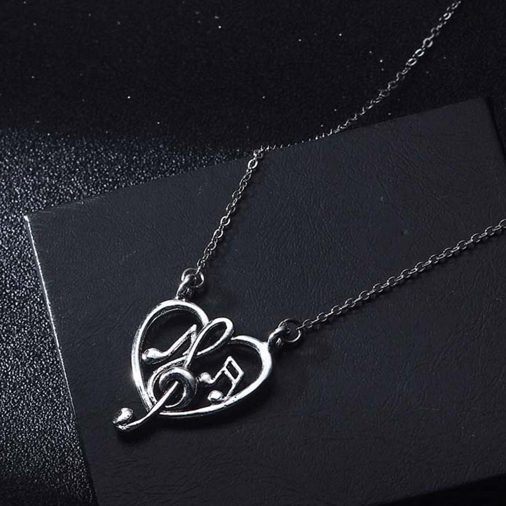 Kinitial Music Heart Necklaces Music Teacher Gift For Women Clavicle Chain Elegant Charm Wedding Pendant Choker Jewelry