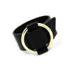 Kirykle Charm Wide Black  Leather Bracelets Multicolor Metal gold Big Circle Wrap Bracelet Femme Wristband Jewelry