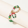 Kirykle Christmas Crystal Bracelet  for Women Christmas Tree Red Green Crystal Beads Beaded Bracelet Strand Bracelets Party Gift