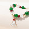 Kirykle Christmas Crystal Bracelet  for Women Christmas Tree Red Green Crystal Beads Beaded Bracelet Strand Bracelets Party Gift
