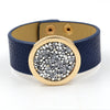 Kirykle women bracelet rhinestone Charm Leather Bracelets For Women 2022 Trendy Cuff Wide Wrap Bracelet Female Jewelry