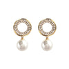 Korea Selling Jewelry  Shiny Crystal Pearl Pendant Earrings Elegant Women's Wedding Party Accessories