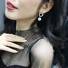 Korea Selling Jewelry  Shiny Crystal Pearl Pendant Earrings Elegant Women's Wedding Party Accessories