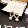 Korea Selling Jewelry  Shiny Crystal Pearl Pendant Earrings Elegant Women's Wedding Party Accessories