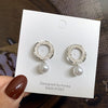 Korea Selling Jewelry  Shiny Crystal Pearl Pendant Earrings Elegant Women's Wedding Party Accessories