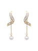 Korea Design Jewelry 14K Gold Plated York Zircon Pearl Pendant Earrings Elegant Women's Gala Party Accessories