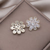 Korea Design Jewelry 14K Gold Plating  Zircon Flower Earrings Necklace Elegant Women's Party Accessories