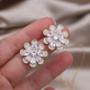 Korea Design Jewelry 14K Gold Plating  Zircon Flower Earrings Necklace Elegant Women's Party Accessories