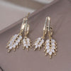 Korea Design Jewelry 14K Gold plated Double Wheat Ear Pendant Earrings Elegant Urban Women's Daily Work Accessories