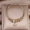 Korea Design Jewelry Bead Zircon Crown Pendant Bracelet Elegant Women's Open Wedding Accessories