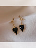 Korea Design Jewelry Cute Cat Black Crystal Love Pendant Earrings Elegant Women's Daily Work Accessories