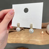 Korea Design Jewelry Exquisite Copper Set Zircon Pearl Pendant Earrings Elegant Women Gala Party Accessories
