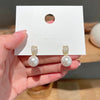 Korea Design Jewelry Exquisite Copper Set Zircon Pearl Pendant Earrings Elegant Women Gala Party Accessories