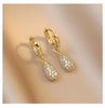 Korea Design Jewelry Exquisite Copper Set Zircon Water Drop Pendant Earrings Elegant Women's Party Accessories