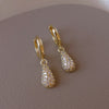 Korea Design Jewelry Exquisite Copper Set Zircon Water Drop Pendant Earrings Elegant Women's Party Accessories