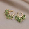 Korea Design Jewelry  Green Love Crystal Tassel Pendant Earrings Elegant Women Prom Party Accessories