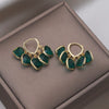 Korea Design Jewelry  Green Love Crystal Tassel Pendant Earrings Elegant Women Prom Party Accessories