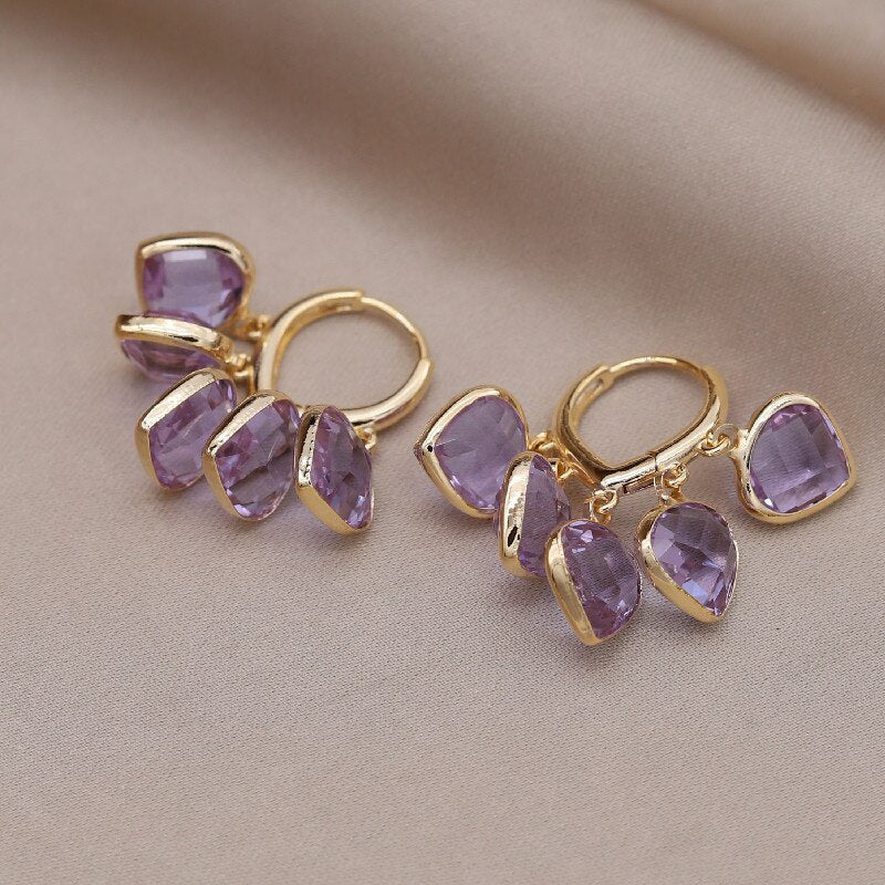 Korea Design Jewelry  Green Love Crystal Tassel Pendant Earrings Elegant Women Prom Party Accessories