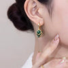 Korea Design Jewelry  Green Love Crystal Tassel Pendant Earrings Elegant Women Prom Party Accessories