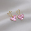 Korea Design Jewelry  Pink Love Zircon Earrings Necklace Elegant Women Wedding Party Accessories
