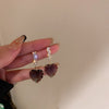 Korea Design Jewelry  Sparkling Crystal Heart Pendant Earrings Modern Girl Bar Party Women Earrings