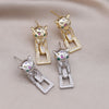 Korea Design Jewelry  Zircon Animal Leopard Square Pendant Earrings Elegant Women's Daily Work Accessories