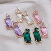 Korea Design Jewelry Simple Double Rectangle Crystal Glass Pendant Earrings  Women's Party Accessories