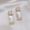 Korea Design Jewelry Simple Double Rectangle Crystal Glass Pendant Earrings  Women's Party Accessories