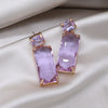 Korea Design Jewelry Simple Double Rectangle Crystal Glass Pendant Earrings  Women's Party Accessories