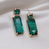 Korea Design Jewelry Simple Double Rectangle Crystal Glass Pendant Earrings  Women's Party Accessories