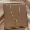 Korea Design Jewelry Simple Square Green Stone Pendant Necklace Elegant Women Type Clavicle Necklace