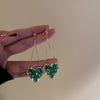 Korea Design Jewelry Sweet Green Love Heart Crystal Pendant Earrings  Women's Gala Party Accessories