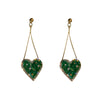 Korea Design Jewelry Sweet Green Love Heart Crystal Pendant Earrings  Women's Gala Party Accessories