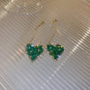 Korea Design Jewelry Sweet Green Love Heart Crystal Pendant Earrings  Women's Gala Party Accessories