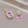 Korea Design Jewelry Zircon Leopard Square Crystal Pendant Earrings Elegant Women's Daily Work Accessories
