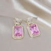 Korea Design Jewelry Zircon Leopard Square Crystal Pendant Earrings Elegant Women's Daily Work Accessories