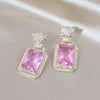 Korea Design Jewelry Zircon Leopard Square Crystal Pendant Earrings Elegant Women's Daily Work Accessories