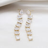Korea Jewelry 14K Real Gold Plating  Square Zircon Long Pendant Earrings Elegant Women Wedding Party earrings