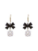 Korea Jewelry Copper Inlaid Zircon Ball Pendant Black Paint Bow Earrings Elegant Women's Party Party Accessories