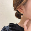 Korea Jewelry Copper Inlaid Zircon Ball Pendant Black Paint Bow Earrings Elegant Women's Party Party Accessories