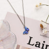 Korean Blue Gradient Butterfly Necklace for Women Girls Silver Color Butterflies Pendant Choker Necklaces Jewelry Gift
