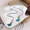 Korean Blue Gradient Butterfly Necklace for Women Girls Silver Color Butterflies Pendant Choker Necklaces Jewelry Gift