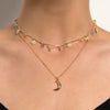 Korean Double Layer Moon Daisy Necklace Short Long Neck Chain Wedding Jewelry Colorful Bead Eye Round Summer Collar Gift